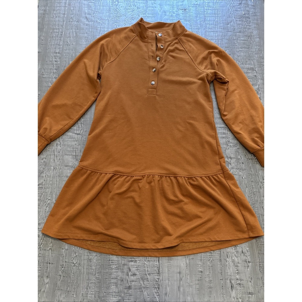 Loft Outlet Shift Dress Long Sleeve Rust Orange Brown Color Relaxed Size XS